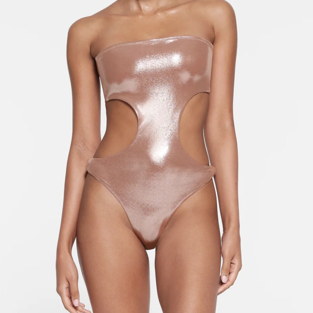 Skims liquid shine swim monokini in Cinnamon
